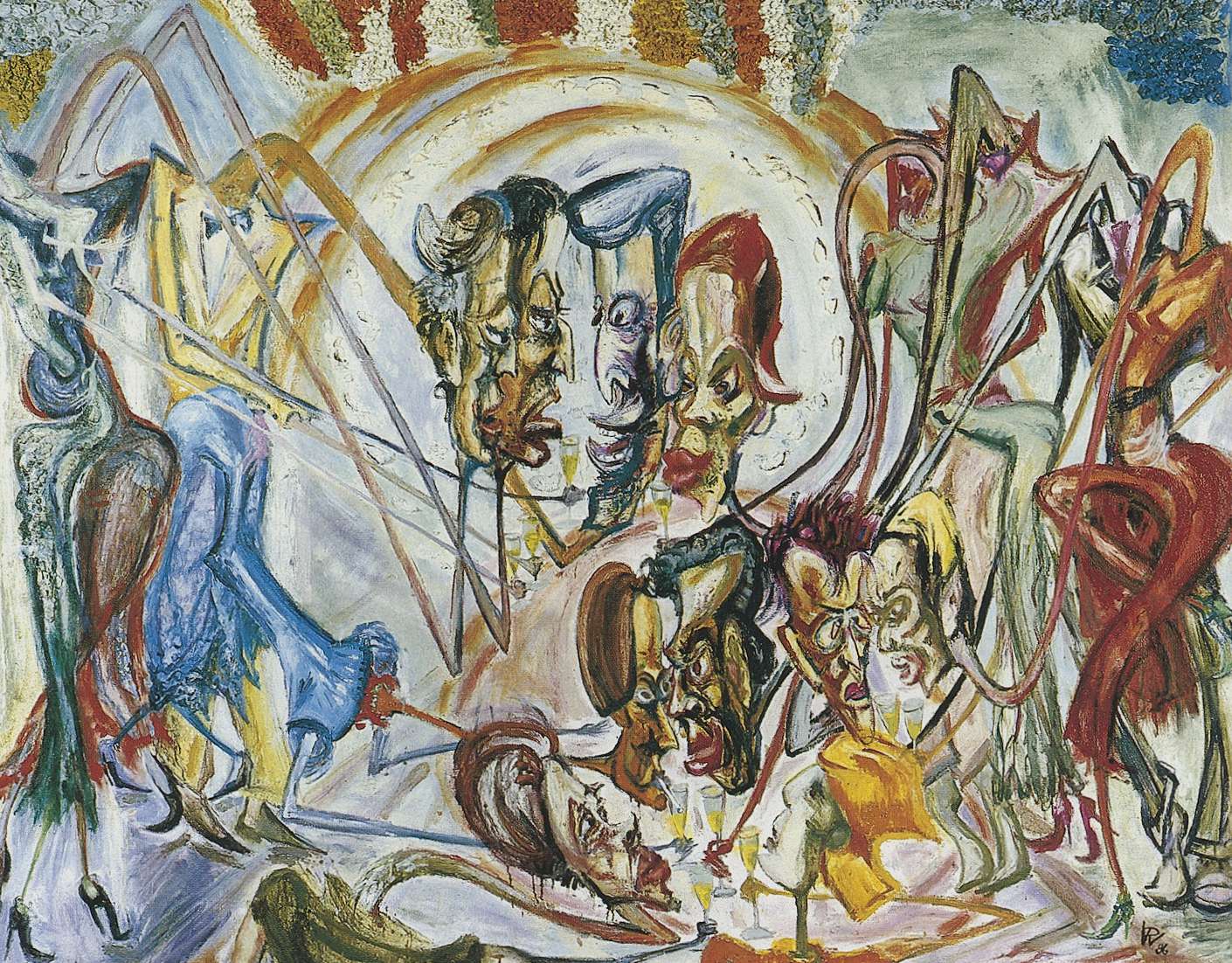 Stehparty, 1986, Ölgemälde von Rudolf Wissel d'Arrest