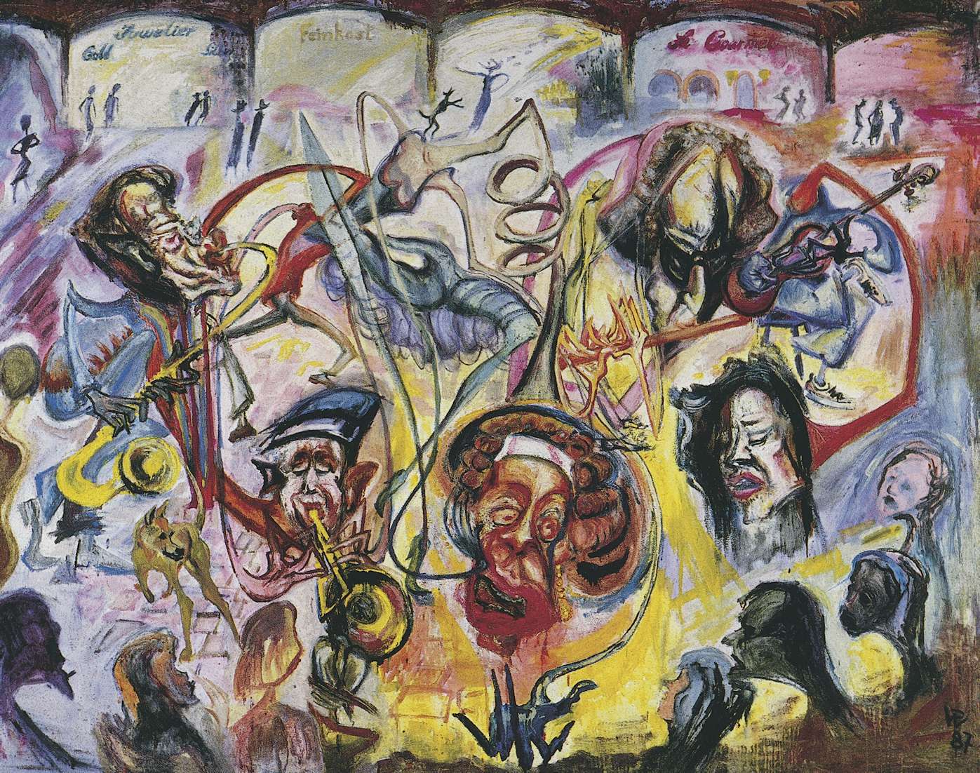 Strassenmusiker, 1987, Ölgemälde von Rudolf Wissel d'Arrest