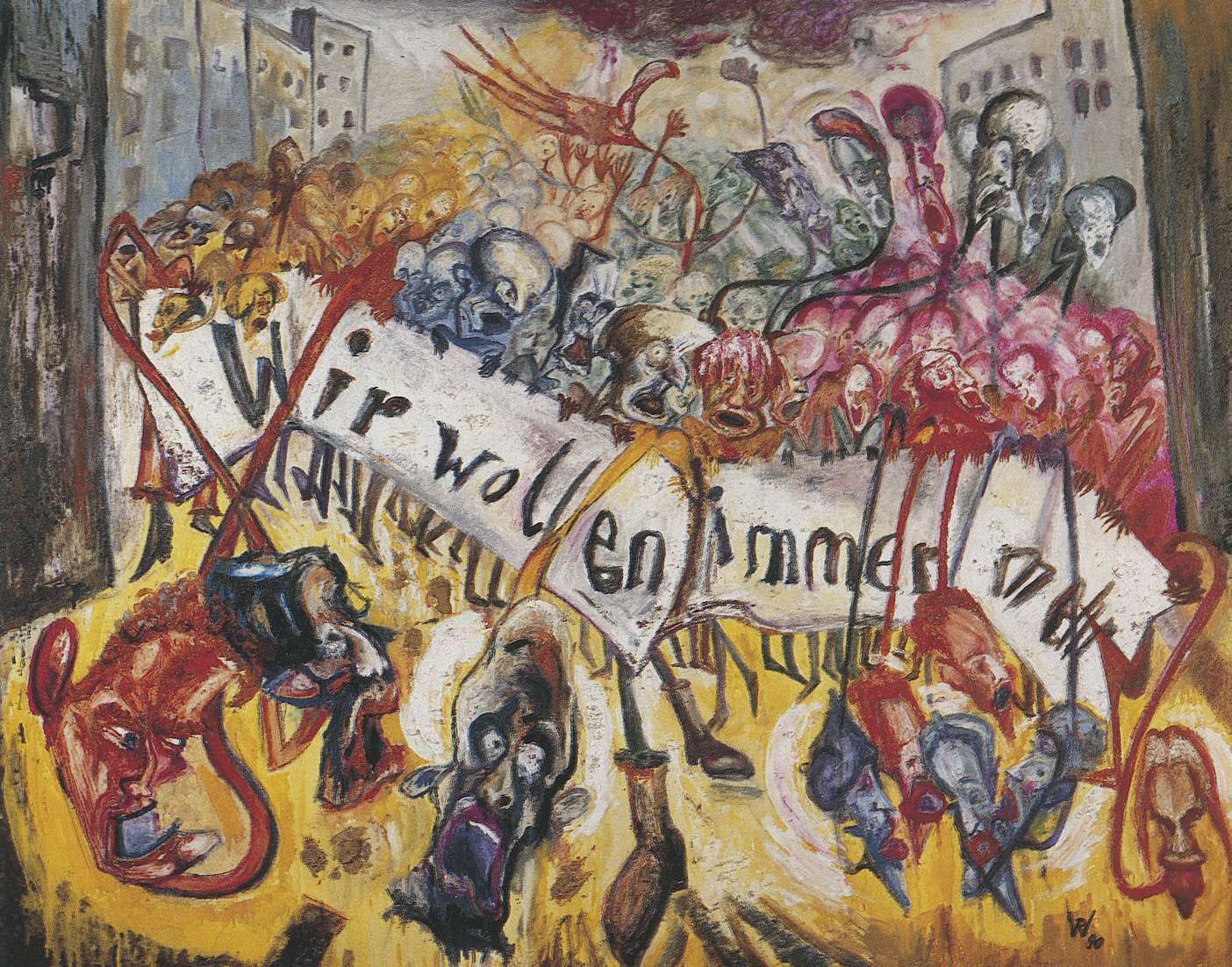 Demonstration, 1988, Ölgemälde von Rudolf Wissel d'Arrest
