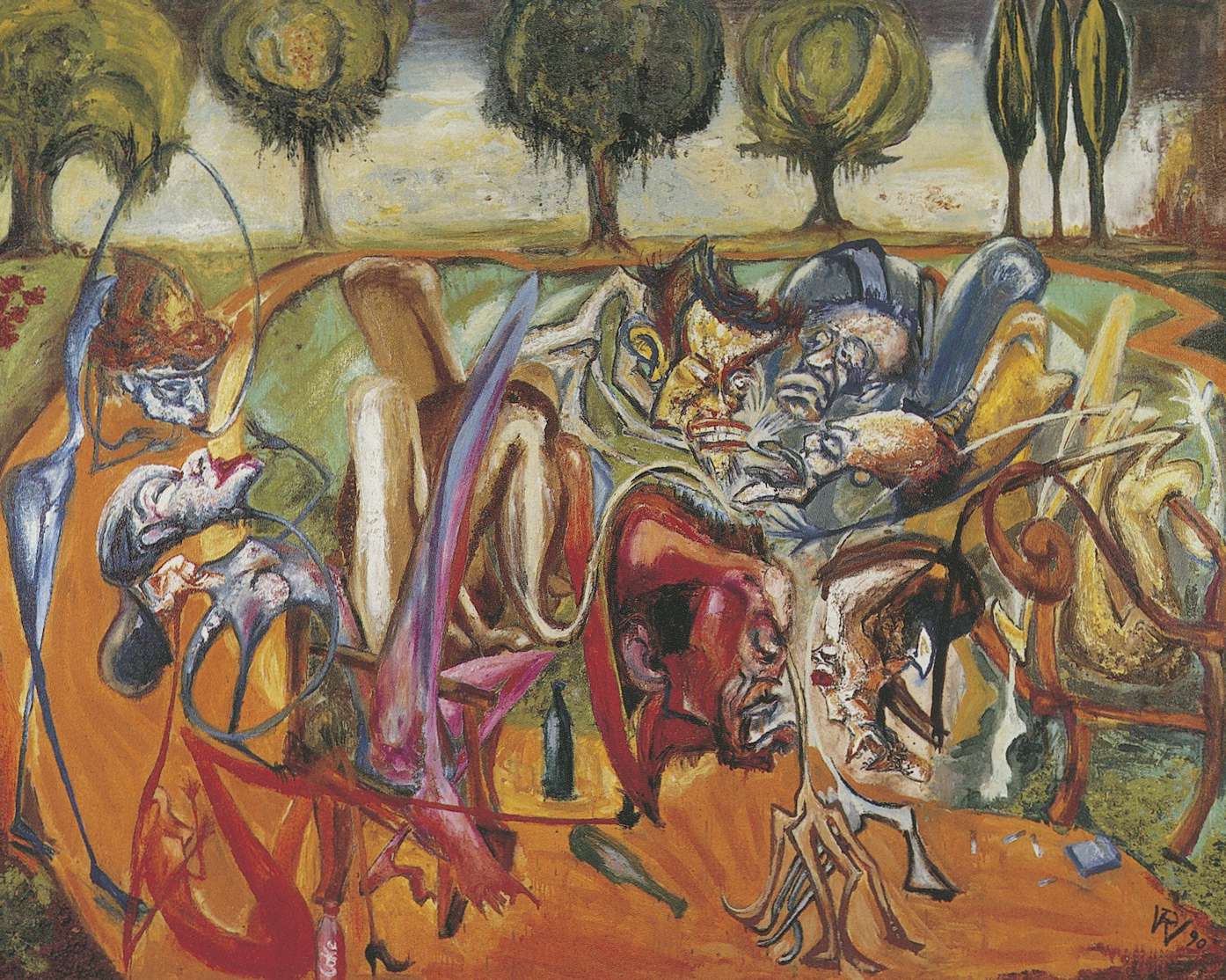 Diskussion im Park, 1990, Ölgemälde von Rudolf Wissel d'Arrest